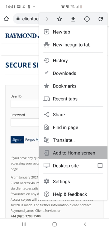 Client Access Android Instructions Step 2